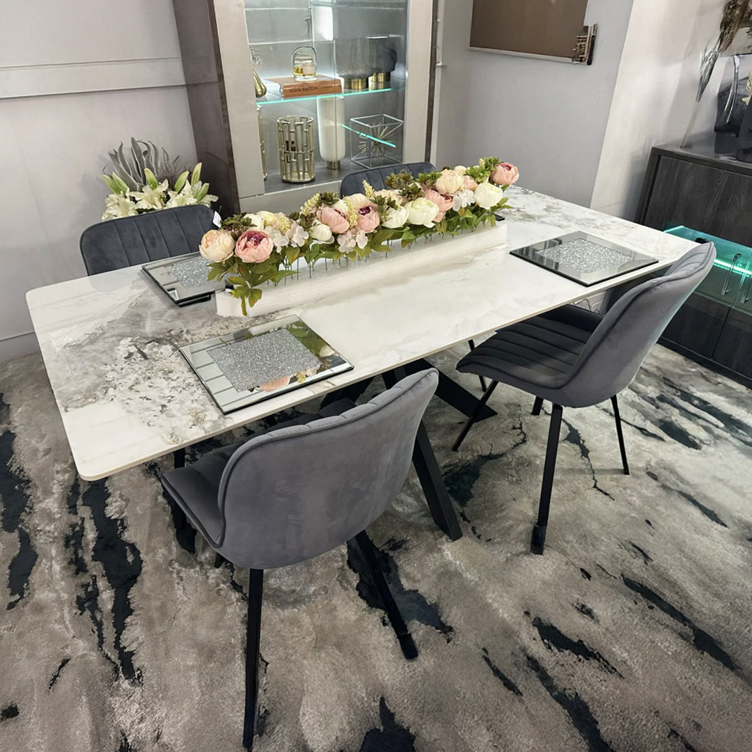 Marissa Dining Set - 1.8m Dining Table with 4x Bentley Grey Dining Chairs Home Store Living