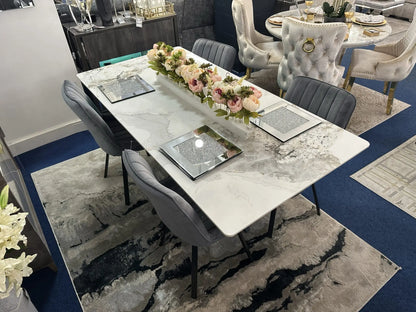 Marissa 1.8m Marble Dining Table with 4 Bentley Chairs Home Store Living