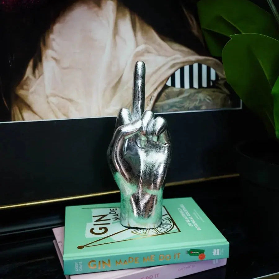 Silver Middle Finger Hand Sculpture Not specified