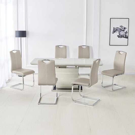 Milano Cappuccino Extending Dining Table with 6 Chairs Home Store Living