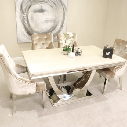 London Table 1.5m with Jessica Chairs 4 Set Mink Home Store Living