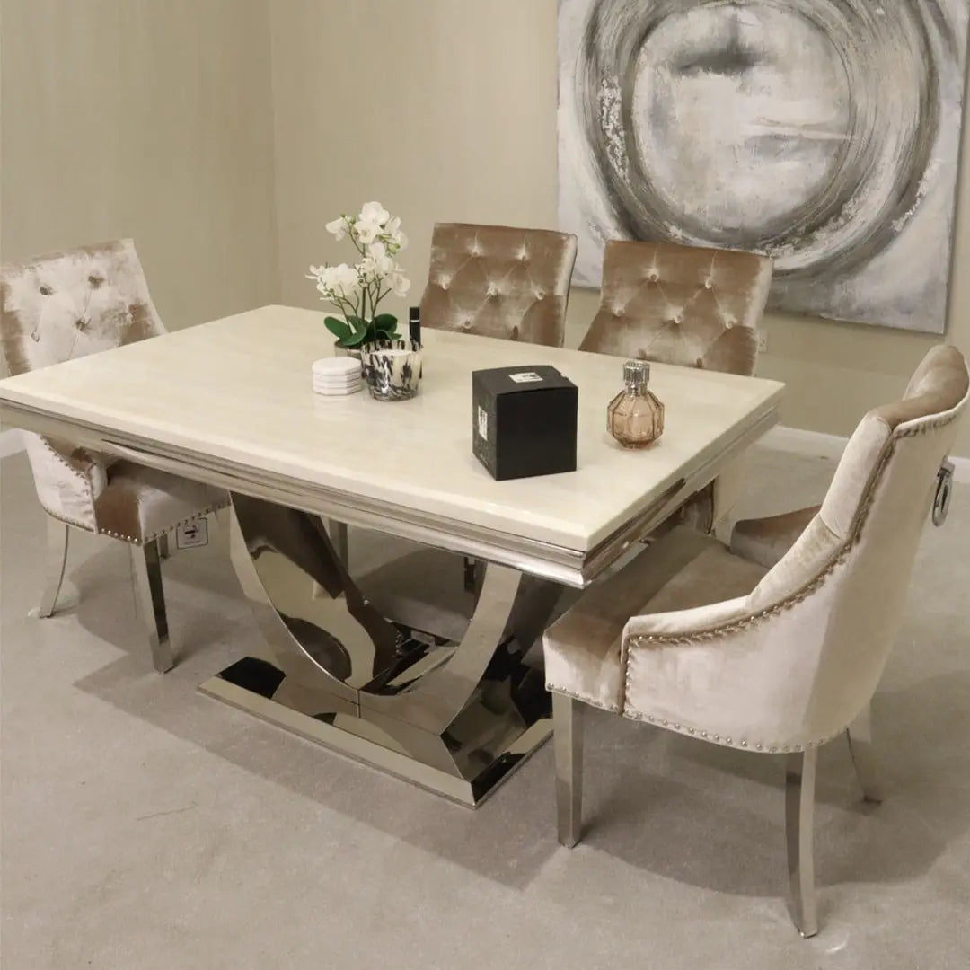 London Table 1.5m with Jessica Chairs 4 Set Mink Home Store Living