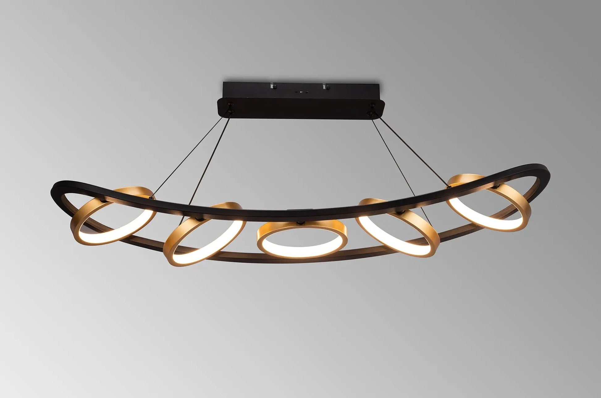 Elisa Linear Pendant, 5 Ring, 36W LED, 3200K, 2200lm, Satin Black / Gold, 3yrs Warranty Home Store Living