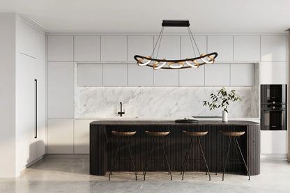 Elisa Linear Pendant, 5 Ring, 36W LED, 3200K, 2200lm, Satin Black / Gold, 3yrs Warranty Home Store Living