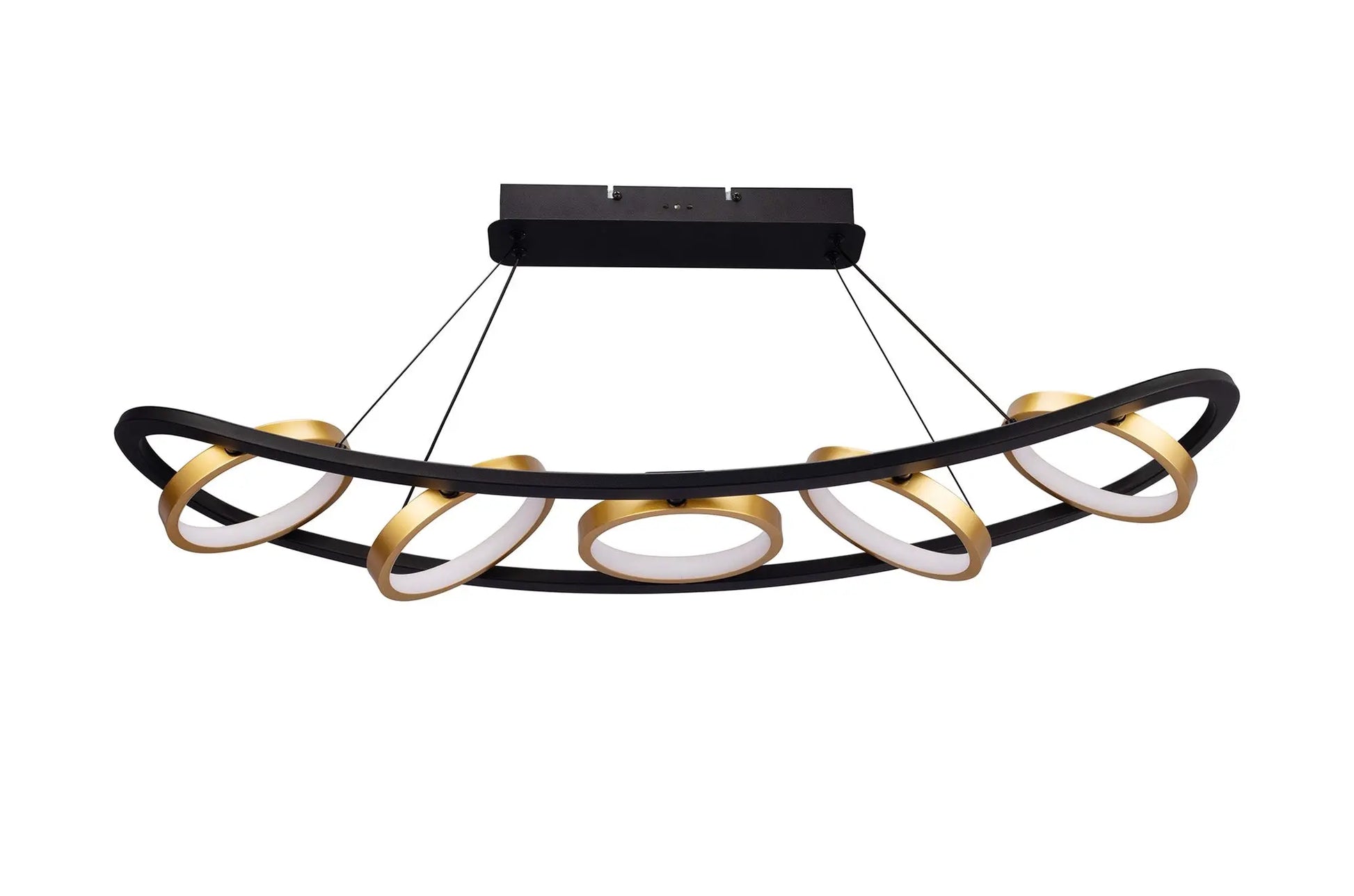 Elisa Linear Pendant, 5 Ring, 36W LED, 3200K, 2200lm, Satin Black / Gold, 3yrs Warranty Home Store Living