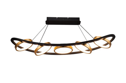 Elisa Linear Pendant, 5 Ring, 36W LED, 3200K, 2200lm, Satin Black / Gold, 3yrs Warranty Home Store Living