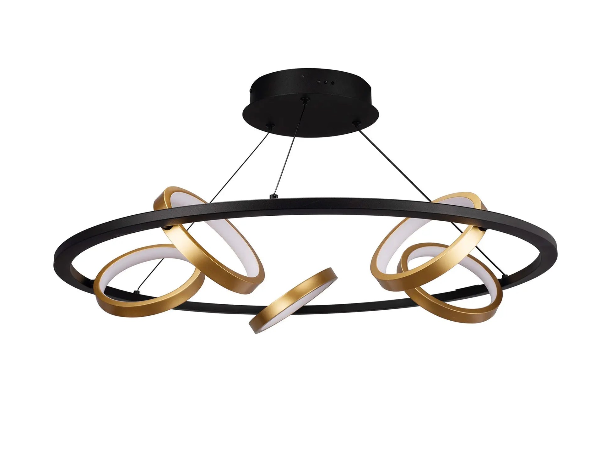 Elisa Round Pendant, 5 Ring, 36W LED, 3200K, 2200lm, Satin Black / Gold, 3yrs Warranty Home Store Living