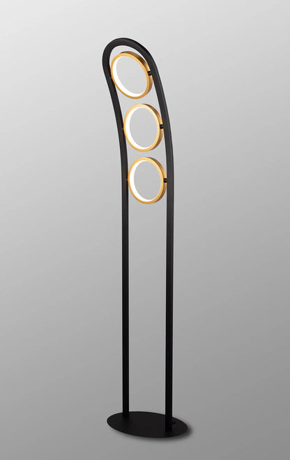 Elisa Floor Lamp, 3 Ring, 25W LED, 3200K, 1375lm, Satin Black / Gold, 3yrs Warranty Home Store Living