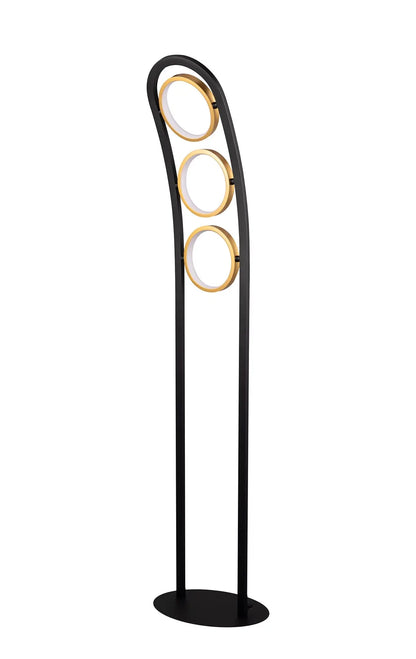 Elisa Floor Lamp, 3 Ring, 25W LED, 3200K, 1375lm, Satin Black / Gold, 3yrs Warranty Home Store Living