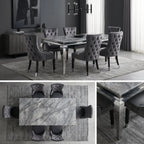Louis Italian Marble Dining Table with Chrome Legs AWS
