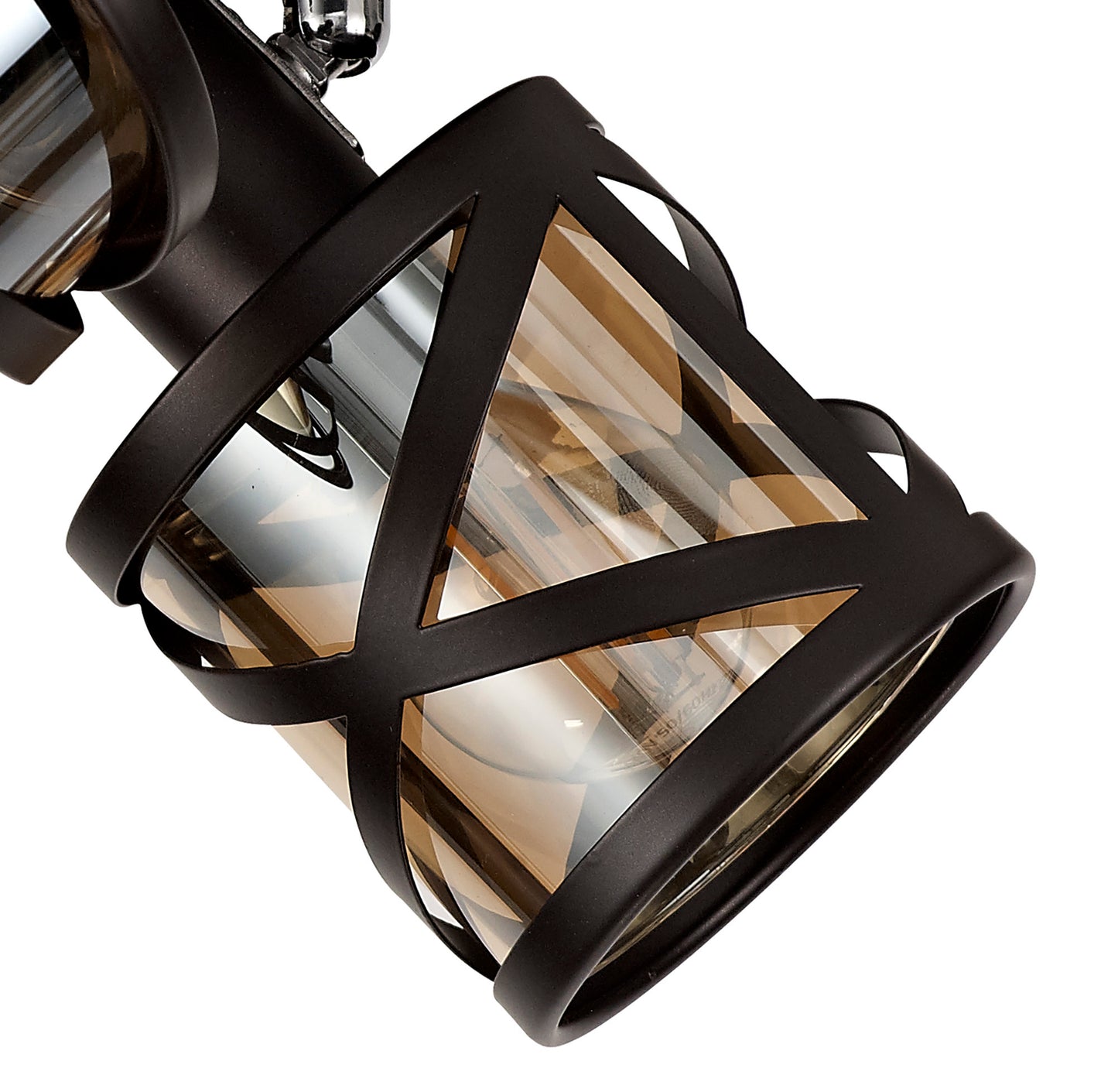 Nolan 3 Light Round Spotlight E14, Oiled Bronze/Polished Chrome/Amber