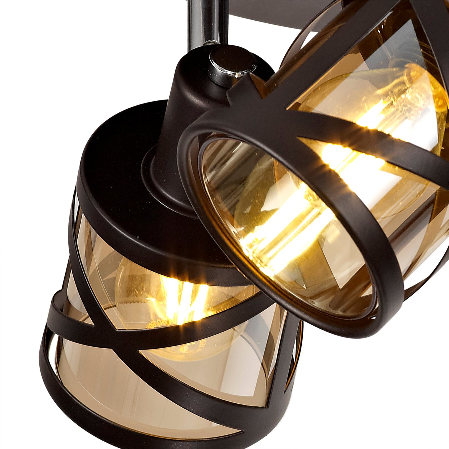 Nolan 3 Light Round Spotlight E14, Oiled Bronze/Polished Chrome/Amber