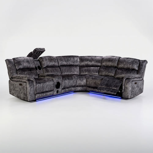 Cheshire Tech Corner Recliner Sofa | Electric Reclining Corner Sofa with USB, Bluetooth Speakers & Drinks Coolers Linda RS