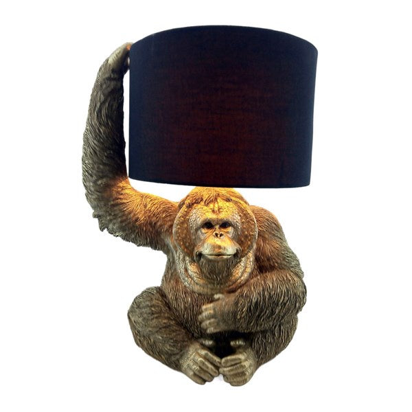 Orangutan Lamp & Black Shade 47.5cm straits