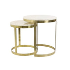 Perlato Marble White and Stainless Steel Nested Side Tables (Set of 2) Home Store Living
