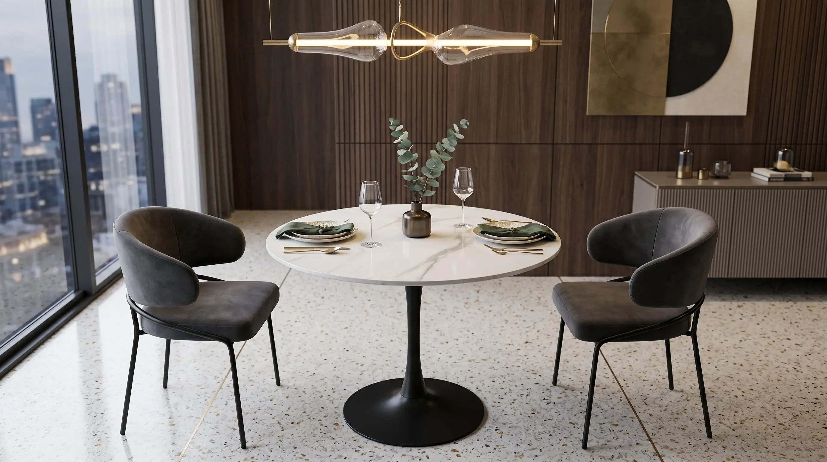 Bentayga 0.9m Ceramic Round Dining Table AWS