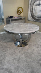 1.3m Chelsea Round Marble Dining Table with Chrome Legs