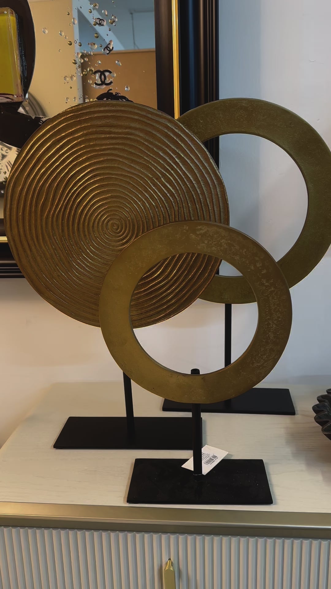 Small Antique Bronze Spiral Ornament on Black Base