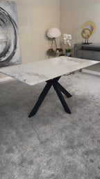 Marissa Dining Set - 1.8m White Ceramic Dining Table & Rafello Taupe Dining Chairs