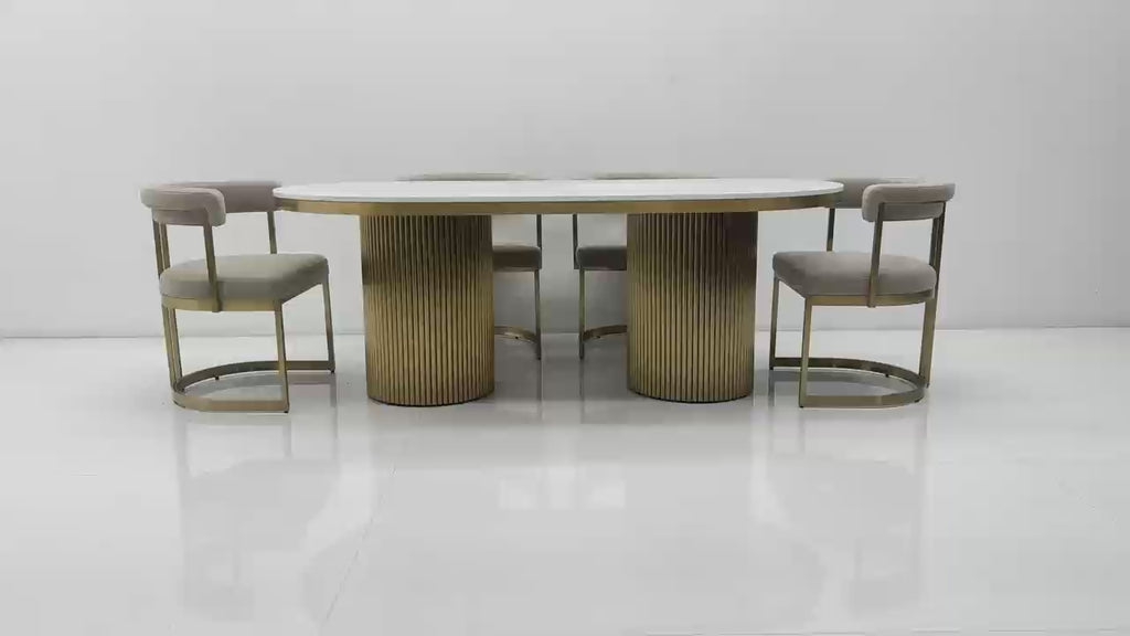 Cassa 1.8m Dining Table - White Marble & Champagne Gold