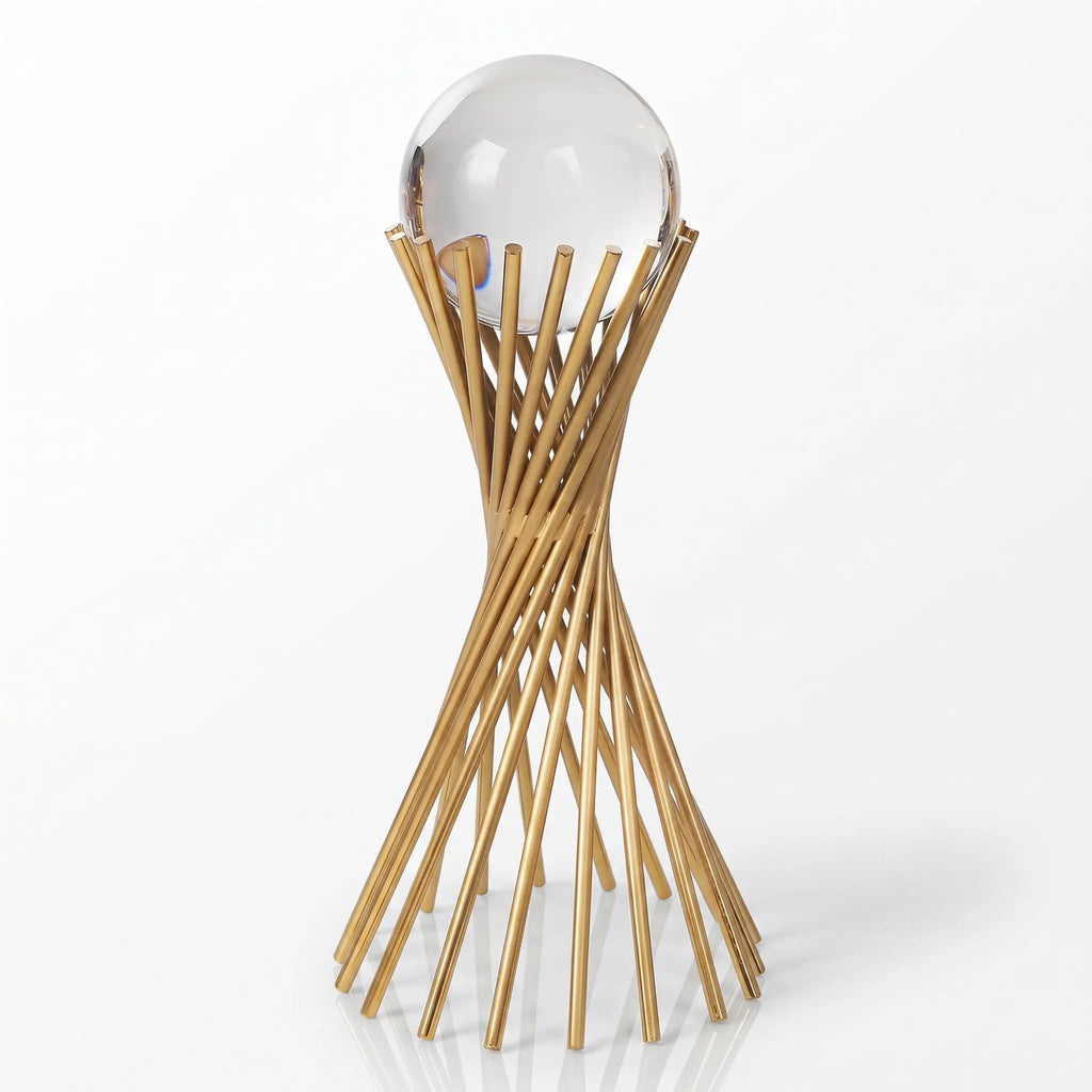 Large 34cm Gold Spiral Crystal Ball Ornament Ivan