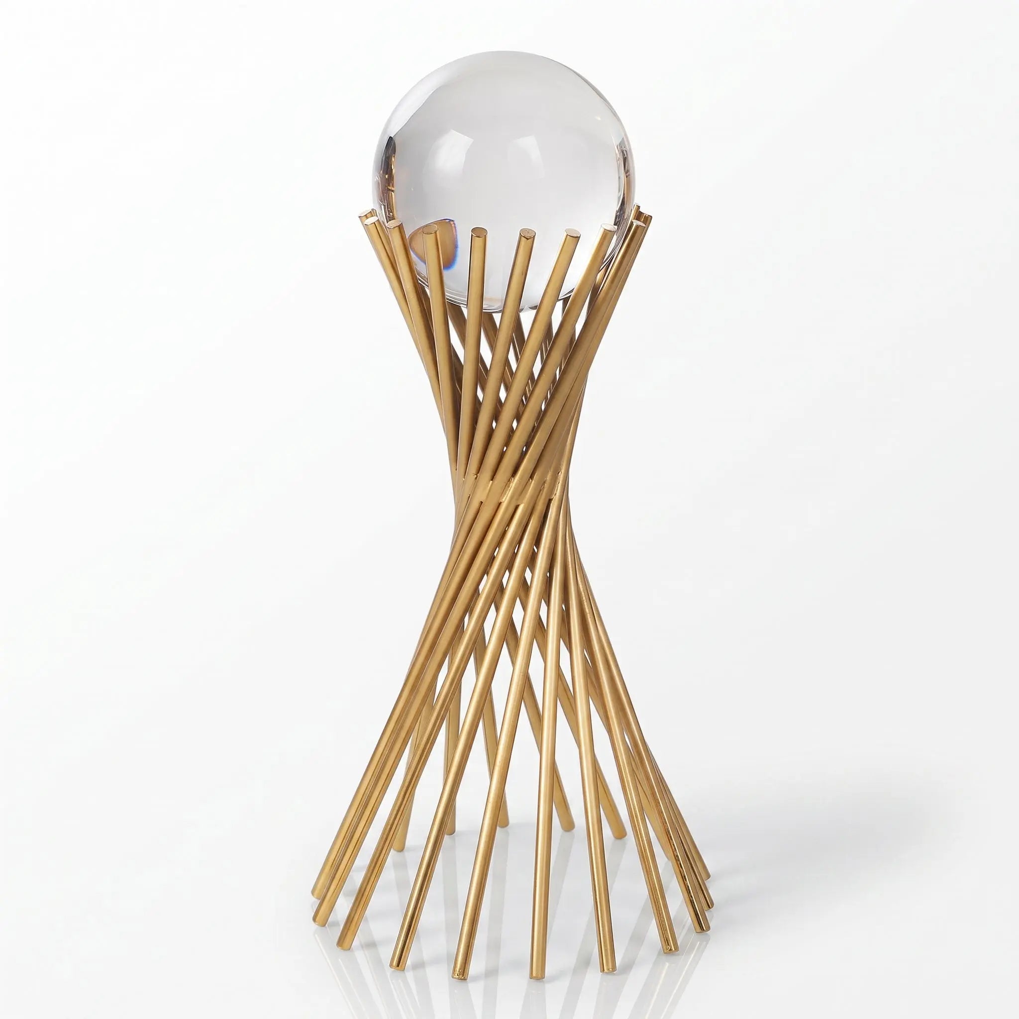 Large 34cm Gold Spiral Crystal Ball Ornament Ivan
