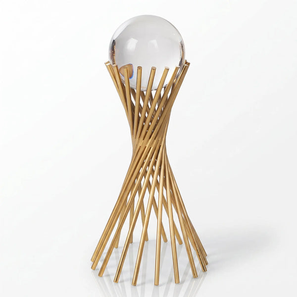 Large 34cm Gold Spiral Crystal Ball Ornament Ivan