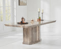 Carville 200cm Brown Pedestal Marble Dining Table (2502) L H International