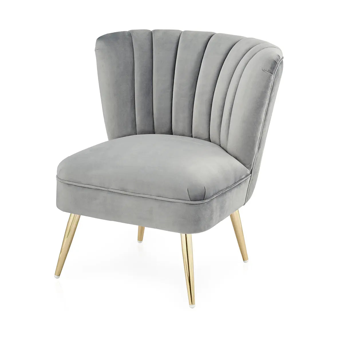 Quince Cool Grey Velvet Occasional Chair with Gold Legs Home Store Living