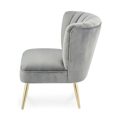 Quince Cool Grey Velvet Occasional Chair with Gold Legs Home Store Living