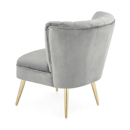 Quince Cool Grey Velvet Occasional Chair with Gold Legs Home Store Living