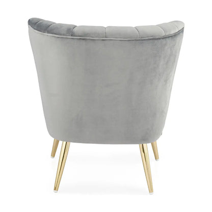 Quince Cool Grey Velvet Occasional Chair with Gold Legs Home Store Living