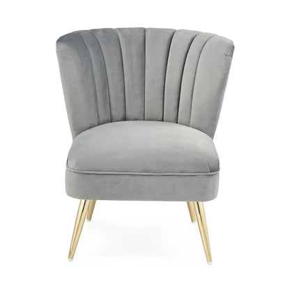 Quince Cool Grey Velvet Occasional Chair with Gold Legs Home Store Living