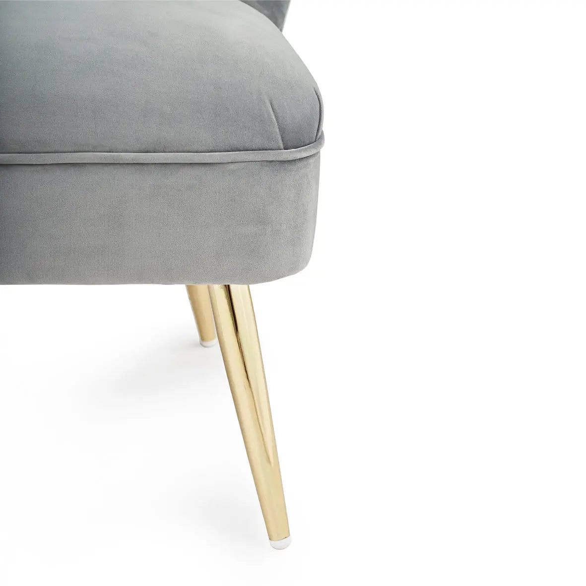 Quince Cool Grey Velvet Occasional Chair with Gold Legs Home Store Living