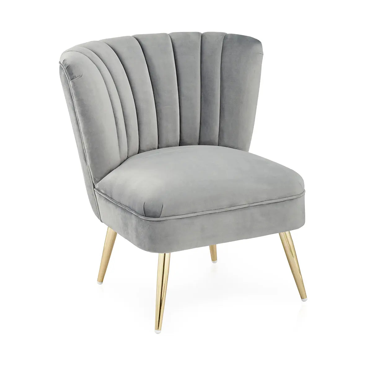 Quince Cool Grey Velvet Occasional Chair with Gold Legs Home Store Living