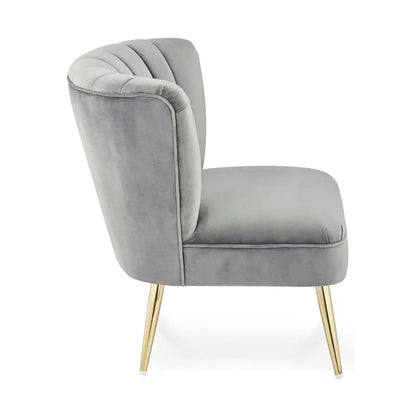 Quince Cool Grey Velvet Occasional Chair with Gold Legs Home Store Living