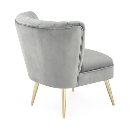 Quince Cool Grey Velvet Occasional Chair with Gold Legs Home Store Living