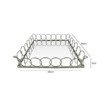 35cm Chain Link Tray Chrome And Mirror Lina Home