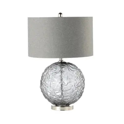 Clear Black Glass Table Lamp with Grey Linen Shade CIMC
