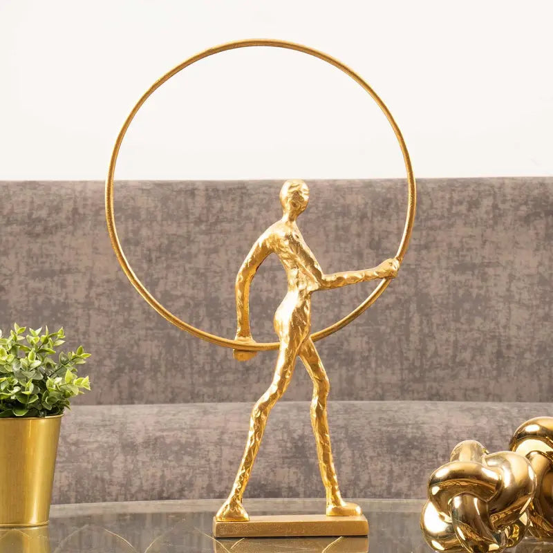 54cm Man with Ring Gold Metal Sculpture Lina Home