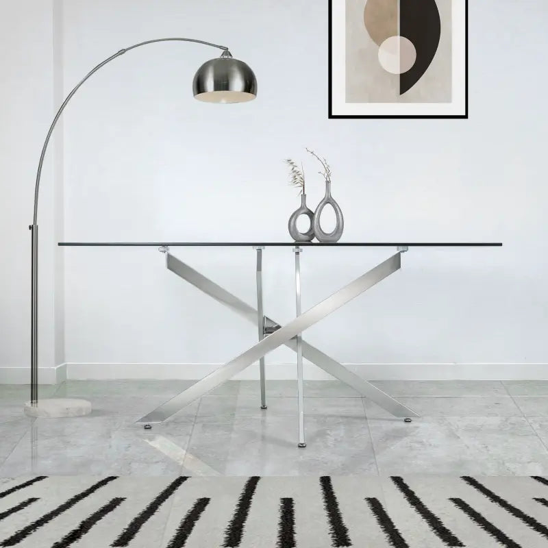 Nova 1.6m Chrome & Glass Dining Table Lina Home