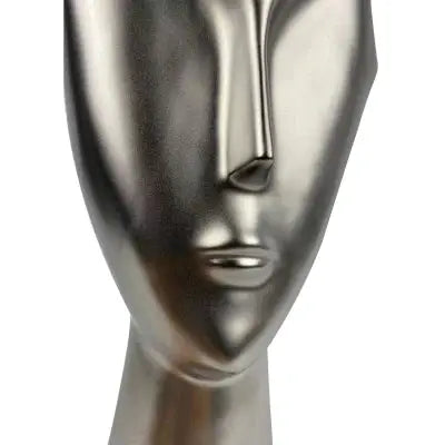 40.5cm Matte Silver Face Sculpture on Black Stand CIMC
