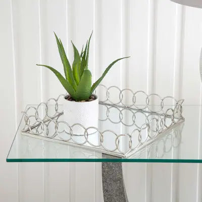 35cm Chain Link Tray Chrome And Mirror Lina Home