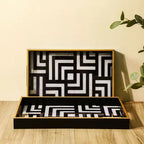 Set of 2 Black & White Rectangular Trays CIMC