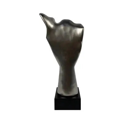 40.5cm Matte Silver Face Sculpture on Black Stand CIMC