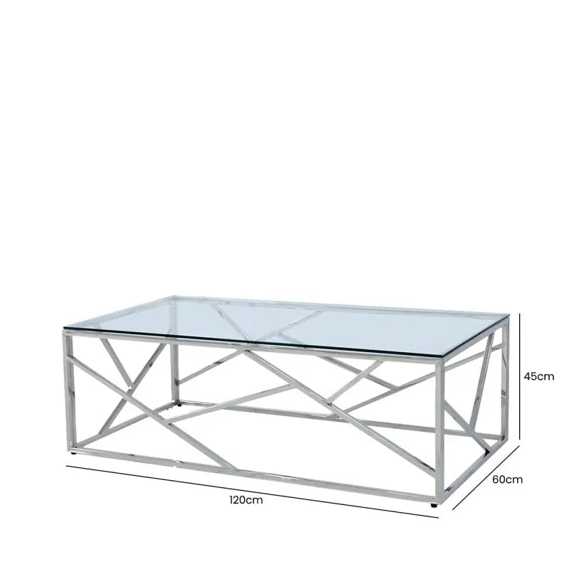 Azaria Stainless Steel Glass Top Coffee Table CIMC