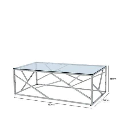 Azaria Stainless Steel Glass Top Coffee Table CIMC