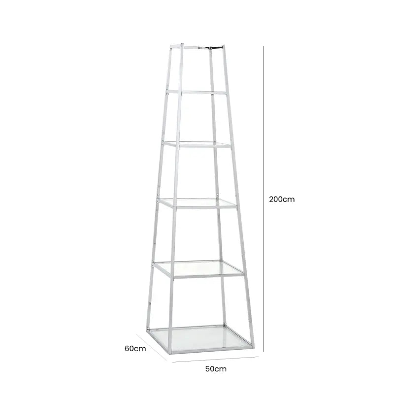 Logan Steel & Clear Glass 5-Tier Ladder Display Unit Lina Home