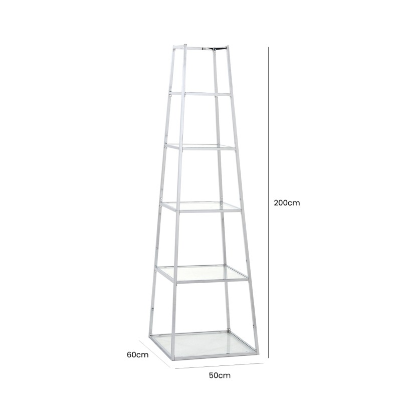 Logan Steel & Clear Glass 5-Tier Ladder Display Unit