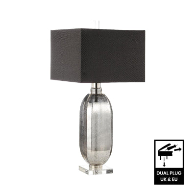 83.8cm Silver Mercury Glass Table Lamp with Dark Grey Linen Shade CIMC